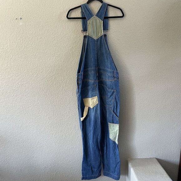 We the Free Free People Denim Overalls Womens Small Patched Carpenter Boho Retro - Picture 4 of 14